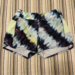 Athleta Girl 12 Tie-Dye Design Record Breaker 3” Shorts Elastic Waist 3 Pocket